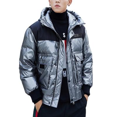 China New Fashion Viable Goose Down Feather Plus Size Winter Waterproof Shiny Bubble Men's Breathable Stripper Jacket For Sale for sale