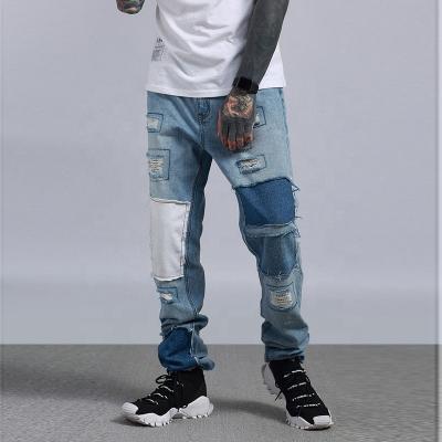 China High Quality Custom Destoryed Breathable Ripped Biker Pants Jeans 123 OEM Teams Denim Men Monkey White Bleach Western STREET Lightweight Cotton for sale