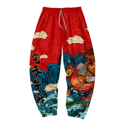 China Hip hop black anime pants men's sweatpants printed streetwear design pattern stylish pants QUICK DRY custom elastic waist joggers trousers for sale