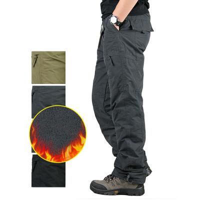 China wholesale Anti-wrinkle plain dyed to thicken military men's fleece men's cargo army combat side pocket pants for men for sale