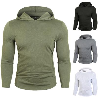 China 2021 new autumn new QUICK DRY multiple zipper hooded white hooded long-sleeved T-shirt for men for sale