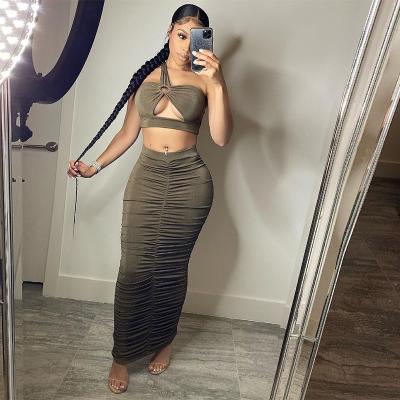 China QUICK DRY QUICK DRY Rush Off Shoulder Crop Top And Long Skirt 2 Piece Bodycon Two Piece Set Cut Out Nightclub Party Wear Outfits Women Sets B1849 for sale