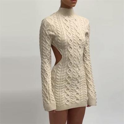 China Autumn Long Sleeve Turtle Neck Anti-Static Anti-Static Knitted Sweater Dresses Women Autumn New Warm Streetwear Slim Stretch Mini Bodycon Dress C13891 for sale