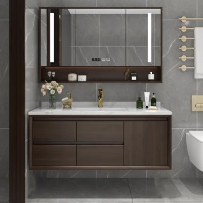 China Modern Bathroom Sink Cabinet Vanity Bathroom Vanity Cabinets With Smart Mirror for sale