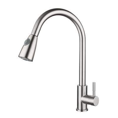 China Pull Out Spray Pull Out Hot Cold Rotating Brushed Water Of Crane Tap Kitchen Faucet SUS304 Stainless Steel Kitchen Mixer Tap for sale