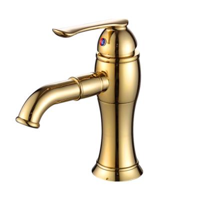 China New Type Metered Bathroom Faucets Gold Finish Handle Titanium Basin Sink Single Faucet for sale