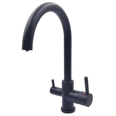 China Modern Single Hole Black 1615 SDB Deck Mounted Kitchen Faucet Hot And Cold Pure Water Sinks Mixer 3 Way Drinking Water for sale