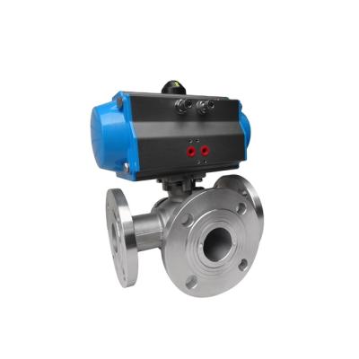 China General 3 Way Stainless Steel Flange Type Ball Valve With Mounting Bracket Ball Valve for sale