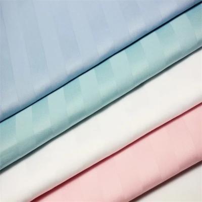 China 300T Cotton Polyester Fabric Satin Stripe Fabric 60*60 200x100 3cm Shrink-Resistant Stripe For Bed Sheet Bedding Set for sale