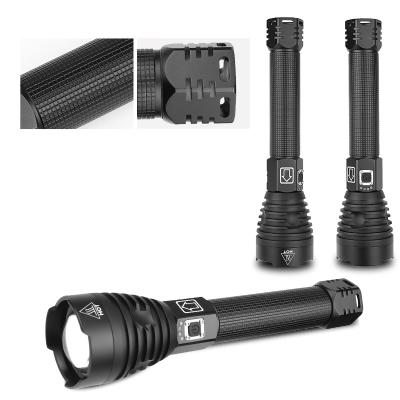 China Camping.Outdoor ruilang ruilang flashlight XHP90 strong light type-c strong light charging belt display P90 zoom flashlight with strap for sale