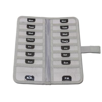 China Gray Felt OTC Travel Medical Kit Bag Daily Medicene Holder Lightweight Felt Medicine Vitamin Pill Organizer with 14 Slots for sale