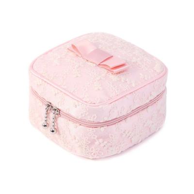 China Pink Vintage Fashion Lace Jewelry Earring Box Collection Creative Portable Satin Drawstring Jewelry Organizer Travel Jewelry Bags for sale