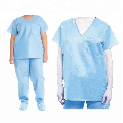 China Disposable Blue Medical Safety Hospital Uniform Liquid Resistance Scrub Suits for sale