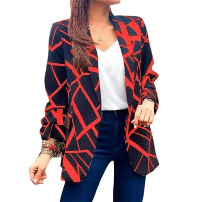 China Anti-wrinkle vintage letter print slim elegant ladies new irregular high street fashion jacket women blazer ladies fall coat for sale