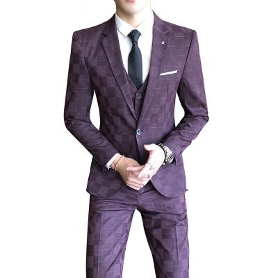 China New Fashion Anti-wrinkle Men's Suit Made Navy Blue Slim Fit Wedding Suit For Groom Tuxedos 3 Men's Patches Best Men Groomsmen Suit for sale