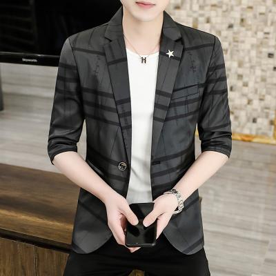 China korean luxury designer Blazer Costume Homme Mens singer prom party printing formal slim fit jacket Anti-wrinkle mens suits for sale