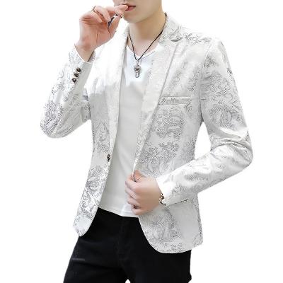 China Youth Casual Handsome Trend Blazers Anti-wrinkle Mens Suits Slim Collar Print Blazers For Men for sale