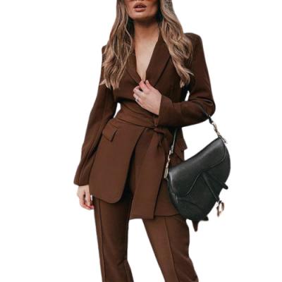 China Autumn Women's Fashion Anti-wrinkle Spring and Blazer Suit Set Lace Two-Piece Waist Suit High-end Suit for sale