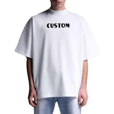 China custom 2023 Anti-wrinkle o-neck cotton tee short sleeve drop shoulder oversized cotton t-shirt 100% organic plain white shirts print t-shirt for sale