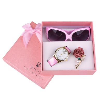 China Wholesale Promotion Ladies Gift Set Sunglasses + Brooch + Watch Gift Box Set for sale