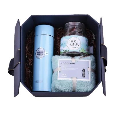 China Simple Thermos Cup + Barley Tea + Towel 3 Pieces/Set Of Birthday Gift Must-Have Winter Gift Set for sale