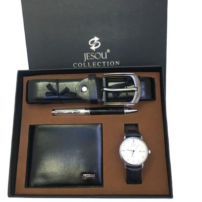 China 2020 Hot sale high-end exquisite waterproof belt calendar wallet quartz watch signature pen men's gift set for sale