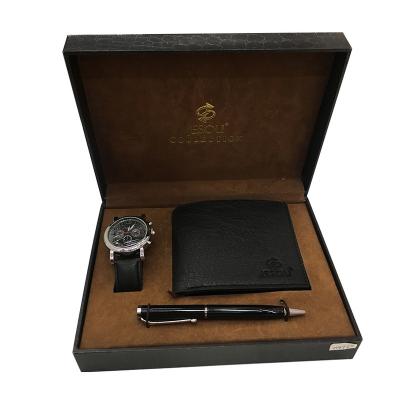 China New exquisite fashion gift quartz watch multi-card wallet signature ball pen men's gift set for sale