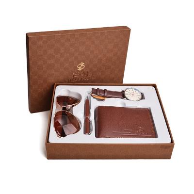 China Factory Direct business gift set fashion glasses quartz watch wallet Father's Day business gift box for sale