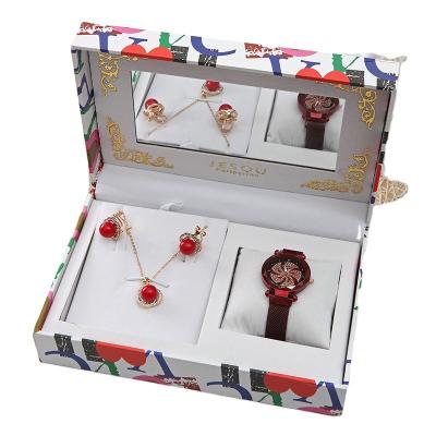 China Best selling quartz watch necklace earring three-piece set creative and practical birthday gift for girlfriend for sale