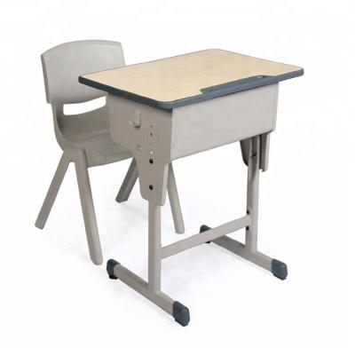 China Environmental Friendly Assembly Height Adjustable Adult School Chair Table Study Desk for sale