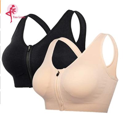 China Custom LOGO Workout Sex Sexy Lingerie High Quality Women's Underwear Front Zipper Sports Bra Tight Yoga Tops Breathable Active Sports Bra Yoga Top for sale