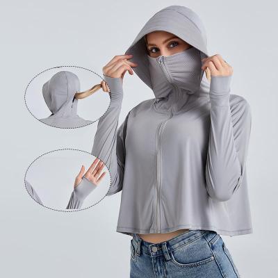 China QUICK DRY UV Hooded Sun-protective Jacket Outdoor Workout UPF50+ Skin Skin Fitness Breathable Sportswear For Women for sale