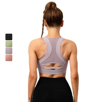 China High Support Plus Size SY6570 Women's Plus Size Front Mesh Energy Bra Hollow Racer Back Workout Sports Butter Soft Bra for sale