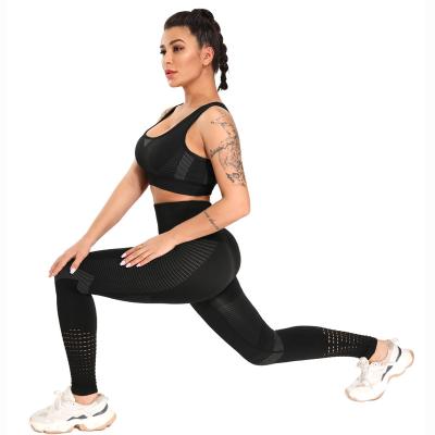 China TZ218 Amazon Seamless Fitness Antibacterial Success Women Knitted Tummy Control Yoga Set Workout Workout Vest Set for sale