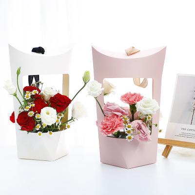 China Recycled Materials Geschenkbox Verpackung Umschlag Flower Packaging Empty Box Korea Moon Ship Folding Cartons Solid Color Korean Portable Small Flower for sale