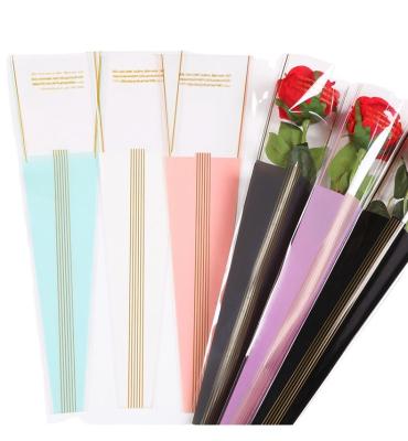 China Recycled Single Cellophane Bag Ramo De Flores Rose Flower Packaging Transparent Materials Carnation Opp Flower Bag Bouquet for sale