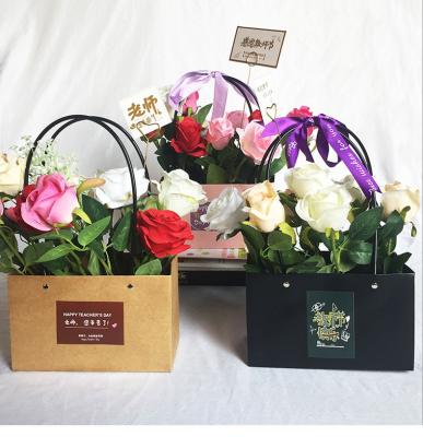 China Recycled Waterproof Portable Flower Arrangement Flower Box Floral Box Material Florist Gift Box Wrapping Paper Flower Bag for sale