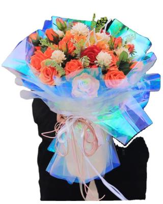 China HAOXIANG Cellophane Flower Wrapping Paper Waterproof Iridescent Clear Florist Bouquet Packaging for sale