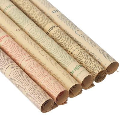 China English Newspaper Retro Waterproof DIY Artware Gift Wrapping Paper Vintage Package Wrapper Florist for sale