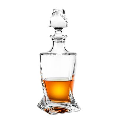 China Wholesale High Quality Wine Bottles Bulk Whiskey Decanter With Unique And Graceful Lines Rotating Pattern 800ml for sale