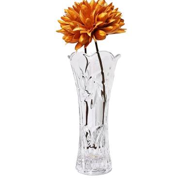 China Wholesale 25CM Cylinder Glass Vase Elegant Clear Home Decorative Minimalist Crystal Glass Vase Fresh Flower for Decoration for sale