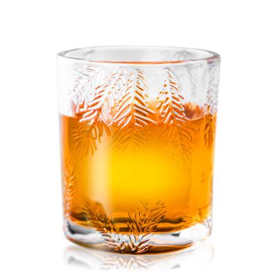 China High Quality Crystal Glass The Leaves Pattern Exquisite Luxury Shot Glasses Whiskey Tequila Vodka Cup Tumbler for sale