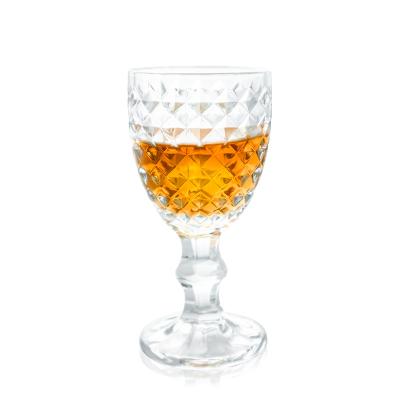 China Colorful Water Tumblers Amazon Hot Sale Custom Drinks Cup Glassware Embossed Clear Wine Glass Champagne Vintage Goblet for sale