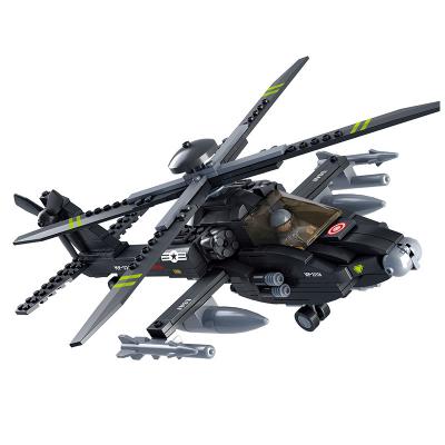 China Construction Toy Army Building Blocks Apache Armed Helicopter Air Force Educaction Boy Plastic Block Toys for sale