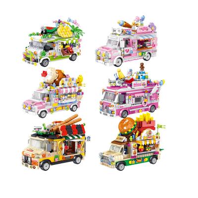 China Construction Toy Fashion Food Truck Building Blocks Compatible Snack Vehicle City Street Brick Toys Blocks for sale