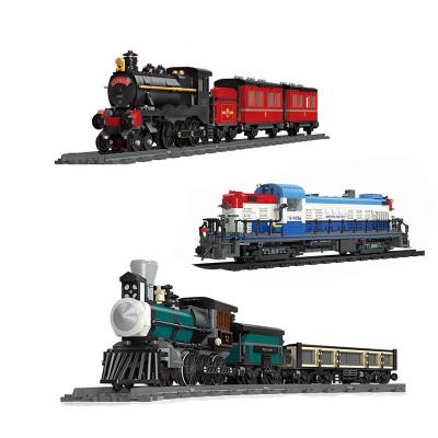 China Toy Plastic Railway Train Building Blocks Simulation Steam Engine Train Model Boy Toys for sale