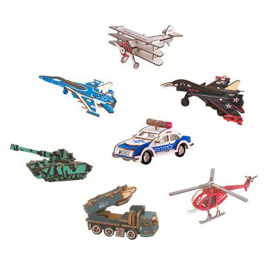 China DIY TOY Wholesale Wooden Puzzle Model 3D Puzzle Car Helicopter Toys Education for sale