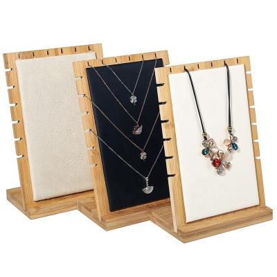 China Eco-Friendly Bamboo And Wooden Jewelry Rack Jewelry Display Stand Jewelry Window Chain Pendant Display Stand for sale