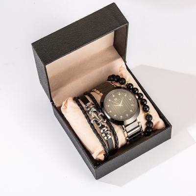 China Wholesale hot sale unisex leisure temperament watch gift set 3pcs/set simple bracelet set steel band quartz watch for sale