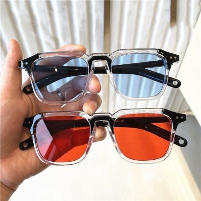 China QSKY 2022 Fashion Sunglasses Good Quality New Trend Custom Classic Square Frame Ocean Lens Shades Glasses For Men Club Clear Lens Sunglasses for sale